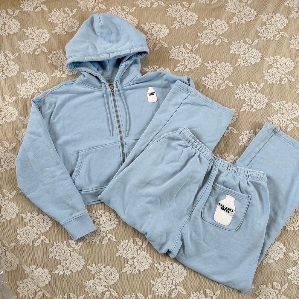 Dairy Boy Blue Zip Hoodie & Sweatpants Set